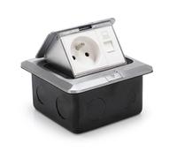 Prise escamotable - WAYTEX - 35045 - Prise électrique 16A 2P+T - RJ45 Cat 6 - Aluminium brossé