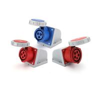Prise et prise industrielle bleue 16A 32A IP67, 1 pièce, trois trous, quatre trous, cinq trous, siège droit, prise dissimulée(1242-4 core32A)
