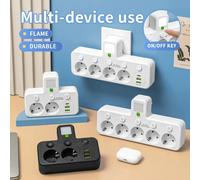 Prise et prise UE 4 prises, prise et prise d'alimentation murale multi-prise sans câble d'extension ou port USB et type-c White 2 Sockets USB