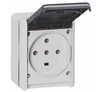 Prise étanche 3P+T+N 32A Plexo complet IP44 saillie - gris