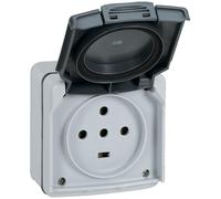 Prise étanche 3P + T + N PLEXO complet gris IP55 20A - LEGRAND - 091657