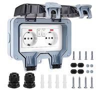 Prise Étanche IP66 Prise Electrique Extérieure avec Interrupteur Témoin Lumineux Prise Murale de Anti Poussière et Coupe-Vent pour Cuisine Garage Piscine