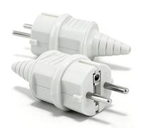 Prise Euro, fiche de sécurité à 3 broches, 250V 16A, IP44, fiche électrique anti-arrachement pour câbles de Ø 8-10 mm, adaptée à une utilisation en intérieur et en extérieur (Blanc - 2 pièces)