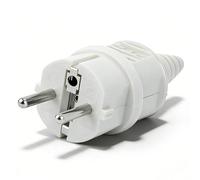 Prise Euro, fiche de sécurité à 3 broches, 250V 16A, IP44 , fiche électrique anti-arrachement pour câbles de Ø 8-10 mm, adaptée à une utilisation en intérieur et en extérieur (Blanc - 1 pièces)
