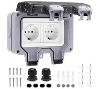 Prise extérieure 2 prises IP66 étanche - Gris