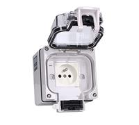 Prise extérieure, 250V 16A couvercle verrouillable coque ABS boîtier de prise de courant de protection IP66 avec capuchons étanches pour jardins pour ateliers