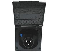 Prise extérieure CEE - Prise à encastrer - IP44 - Pour caravane, camping-car, roulotte - 220 V - 240 V - Noire