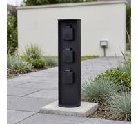 Prise extérieure de jardin en aluminium noir IP44 3500W colonne de prises 3 voies distributeur de courant extérieur 40 cm Prise colonne d'énergie