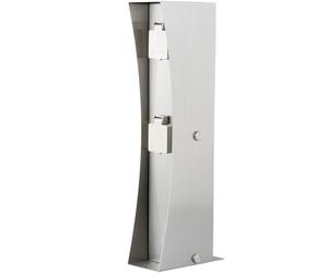 Prise extérieure double Colonne de prises de courant Prise de jardin en acier inoxydable argent Poteau de prises, avec couvercle rabattable, LxH 16x46 cm