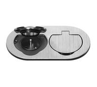 Prise extérieure double encastrable IP55 3680 W type E clapet protection finition aluminium brossé plan de travail et mur