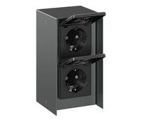 Prise extérieure double STEDDA IP44 acier inoxydable anthracite verticale