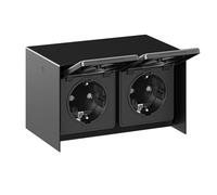 Prise extérieure double STEDDA IP44 acier inoxydable noir horizontal Prises