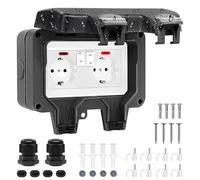 Prise extérieure étanche IP66 - 2 compartiments - Noir