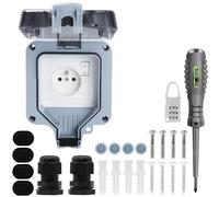 Prise Exterieure Etanche IP66 Double Prise de Courant et Volet de Protection Multiprise Electrique Murale de Jardin, Prise Anti-Poussière et Coupe-Vent avec Interrupteur, Voyant Lumineux (MPG1-FSN)
