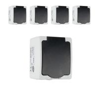 Prise extérieure étanche - ZENITECH - Lot de 5 - 16A 2P+T - IP54 - Gris - Sécurité enfants - Puissance 3680W