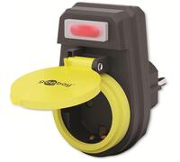 Prise extérieure - GOOBAY - Goobay 1 prise - Noir/Jaune - Interrupteur éclairé - Sécurité enfant