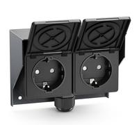 Prise extérieure/humide PIWI en saillie IP44 double Schuko 16A/230V Acier