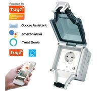 Prise extérieure intelligente Tuya WiFi avec boîtier étanche et antipoussière