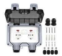 Prise Extérieure Ip66 Étanche, Double Prise Extérieure Avec Interrupteur, Prise De Jardin En Saillie Avec Contact De Mise À La Terre Pour Pièce Humide Jardin Extérieur, 2 Prises Avec Couvercle