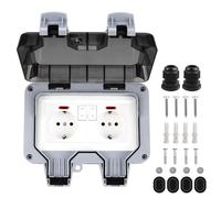 Prise extérieure IP66 étanche, double prise extérieure avec interrupteur, prise de jardin en saillie avec contact de mise à la terre pour pièce humide jardin extérieur, 2 prises avec couvercle