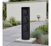 Prise Extérieure Jardin Aluminium IP44 3 Voies 3500W 40 cm Colonne Électrique