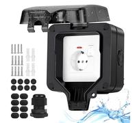 Prise extérieure Prise étanche extérieure IP66 avec interrupteur Témoin lumineux,Prise extérieure en saillie Jardin Outdoor Prise murale verrouillable Couvercle rabattable Prise individuelle noire