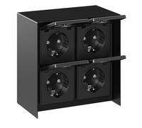 Prise extérieure quadruple STEDDA IP44 acier inoxydable noir carré Prises pour