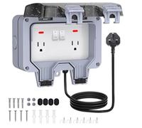 Prise extérieure résistante aux intempéries, double prise extérieure IP66, interrupteur interrupteur lumineux, prise murale, boîte avec rallonge de 5 m pour la maison et le jardin