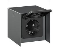 Prise extérieure simple STEDDA IP44 acier inoxydable anthracite Prises pour le