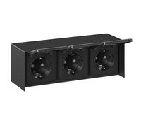 Prise extérieure triple STEDDA IP44 acier inoxydable noir horizontal Prises