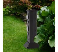 Prise résistante aux intempéries IP44 Colonne électrique jardin Prise quadruple extérieure, noire, max. 3680 watts 16A, LxlxH 16x16x40, terrasse