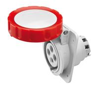 Prise Fixe Encastrable À 10 Degrés IP67 3P+T 16A 380-415V Rouge Câblage À Vis