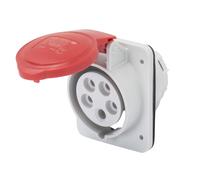 Prise Fixe Encastrée 10 Degrés IP54 3P+T 16A 380-415V 50/60Hz Rouge Câblage À Vi