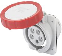 Prise Fixe Encastrée 10 Degrés IP67 3P+N+T 16A 380-415V Rouge Câblage À Vis