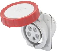 Prise Fixe Encastrée 10 Degrés IP67 3P+N+T 16A 380-415V Rouge Câblage À Vis