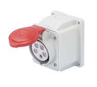 Prise Fixe Murale 10 Degrés IP44 3P+N+T 16A 380-415V Rouge Câblage À Vis