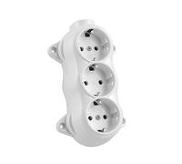 Prise fixe rétro - 3 prises - 16 A - 250 V - Montage en saillie - Laiton épais - Blanc - Aspect bakélite rétro