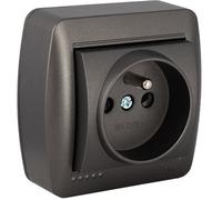 Solera - Prise française 2P+T 16A 250V en saillie noir graphite Noir