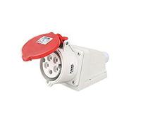 Prise industrielle et prise murale étanche IP44 5 broches 32 A pour chantier industriel Rouge