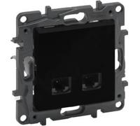 Prise informatique 2xRJ45 CAT6 FTP noir Niloe Step