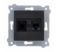 Prise informatique Cat.6 RJ45 + téléphonique RJ11 Noir métallique EXEN