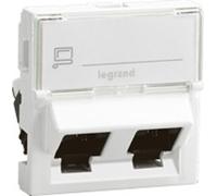 Prise informatique double CAT 6 FTP IP20 blanc MOSAIC 076506