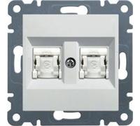 Prise informatique double RJ45 cat.5e UTP, blanc WL2120 Lumina Hager