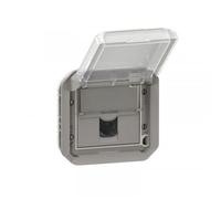 Prise Informatique Rj45 Catégorie 6a Stp étanche à Volet Plexo Ip55 Avec Enjoliveur - Finition Gris Legrand Leg069559l