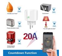 Prise intelligente sans fil, 20a, ue, WIFI, Bluetooth, télécommande, minuterie, commande vocale, statistiques de puissance pour Google Home Alexa