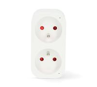 Nedis Prise connectée Wi‑Fi double SmartLife - Wattmètre 3680W IP21 Type E France Blanc