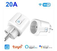 Prise intelligente Tuya WiFi, prise UE, pas de moniteur d'alimentation, télécommande, SmartLife, 20A, Alexa, Yandex Alice, Google Assistant 20A Power Monitor