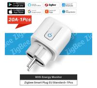 Prise intelligente Tuya Zigbee EU,16A,20A,prise intelligente avec moniteur d'alimentation,synchronisation,commande vocale nous-mêmes,avec Alexa,Google Ho - Type 20A-1Pcs-European specification plug #A