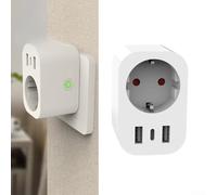Prise intelligente WiFi 16 A avec Type-C et deux ports de charge USB, compatible avec l'application Tuya Smart Life, fonctionne avec Alexa et Google Home pour télécommande, minuterie