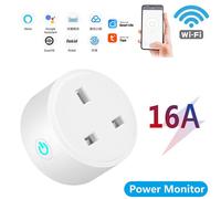 Prise intelligente Wifi 16a, Bluetooth, UK, avec moniteur d'alimentation, télécommande vocale, synchronisation, fonctionne avec Alexa et Google Assistant